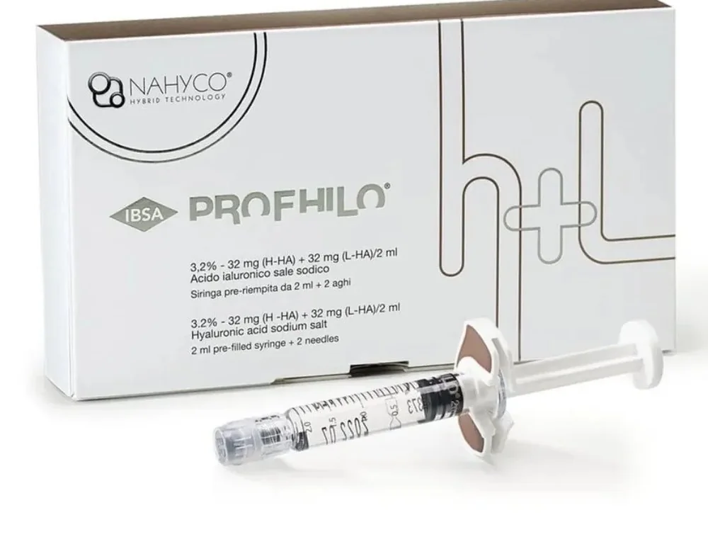 A Profhilo carton beside a 2 ml pre-filled Profhilo syringe